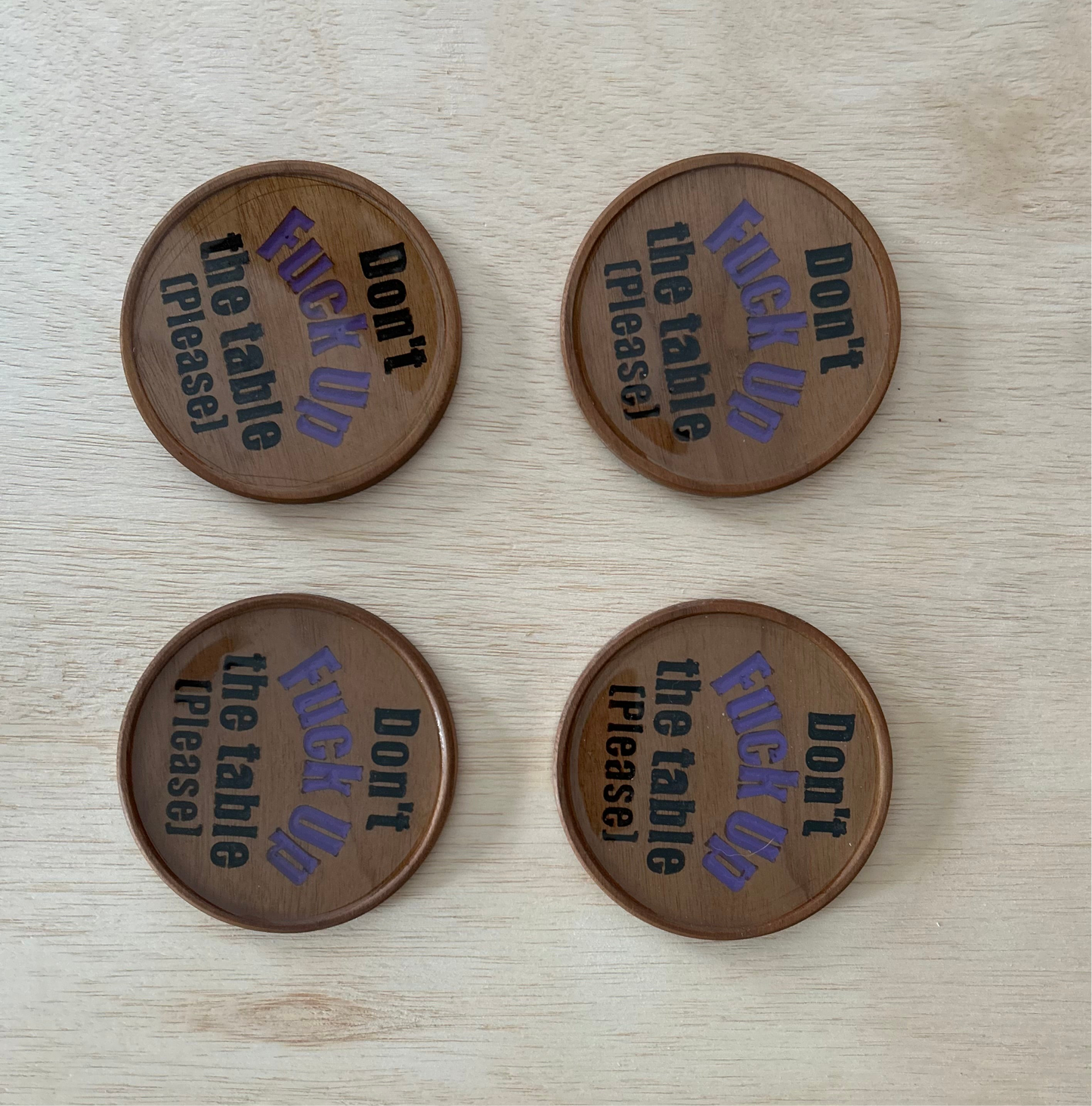 Walnut drink coasters